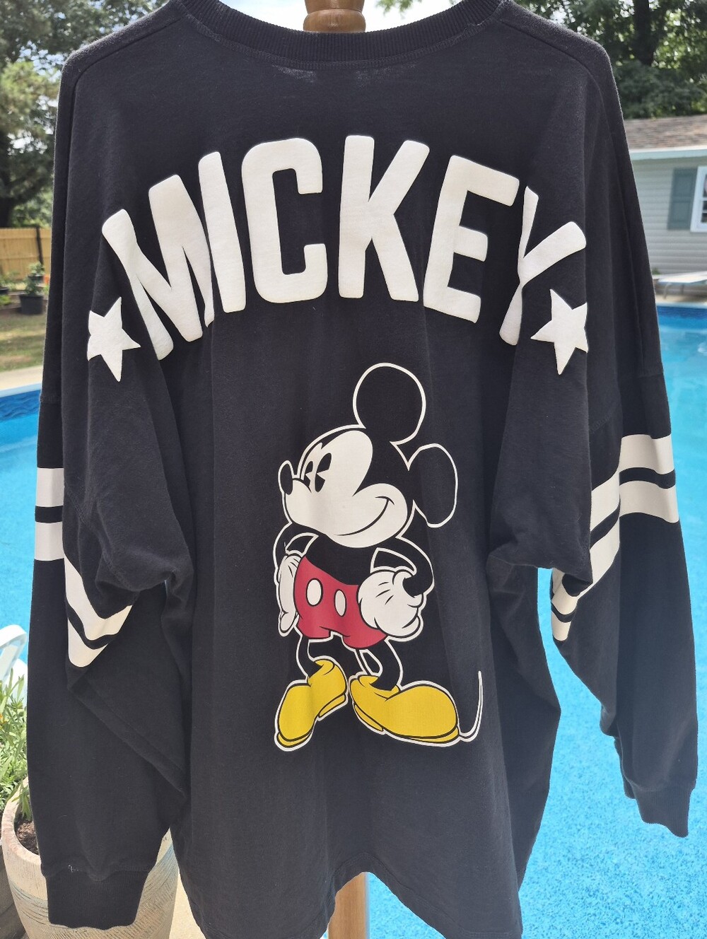 Disney Mickey Mouse Striped Sleeve Black Long Sleeve Shirt Size XL - Picture 2 of 5